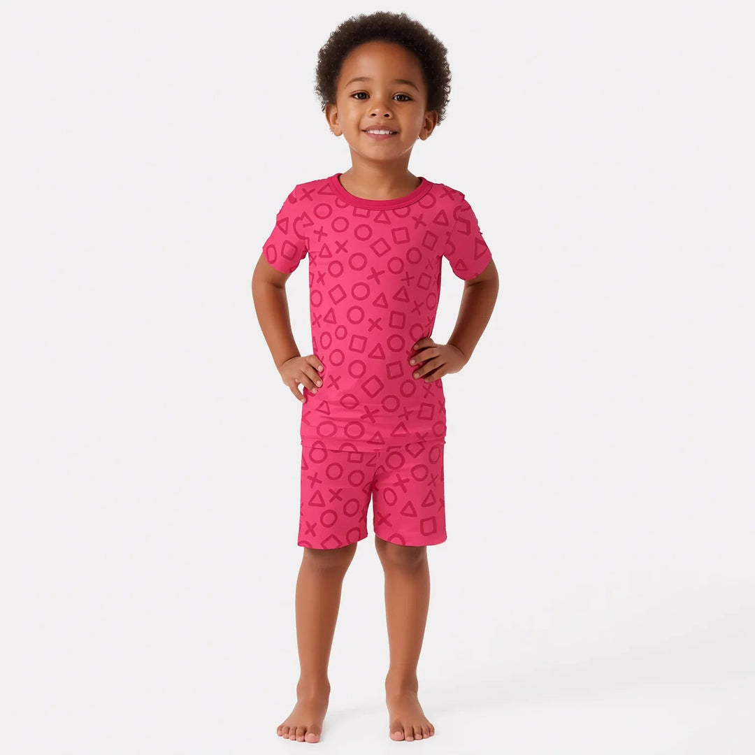 XOXO Shapes Two Piece Short Sleeve Shorts Pajama Set Girl Version - Zumbamboo