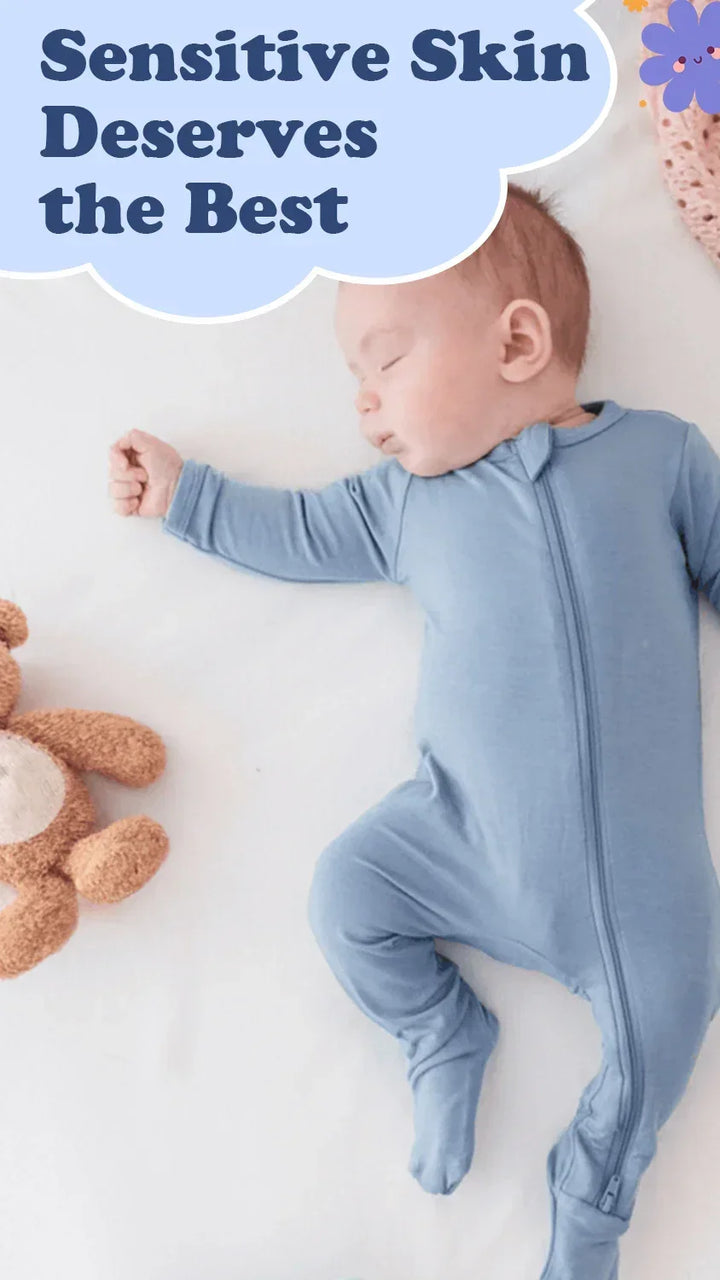 Zippered Footie Romper In Light Steel Blue , Zippered Footie Romper In Light Steel Blue - Newborn