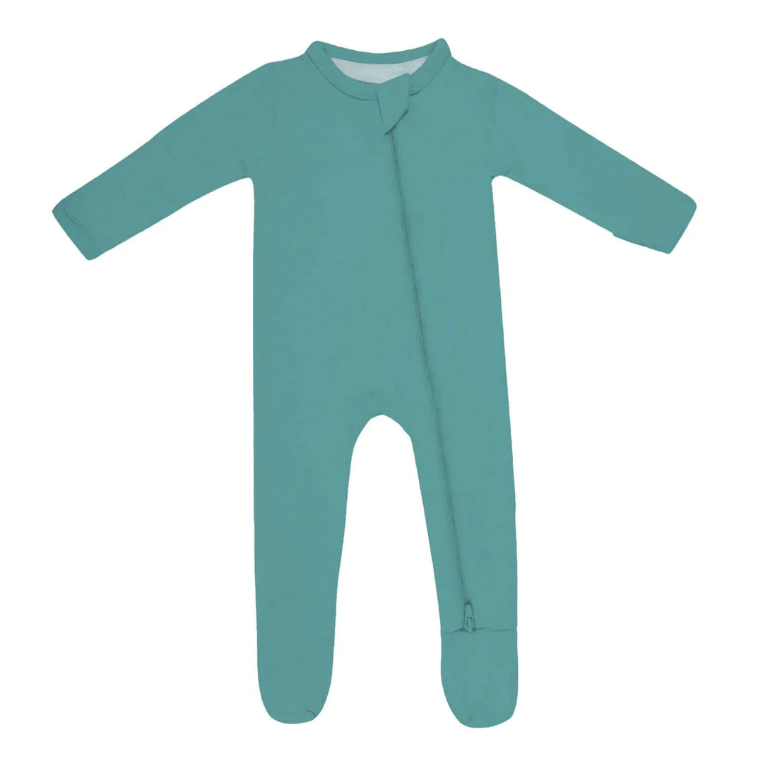 Zippered Footie Romper In Cadet Blue - Zumbamboo