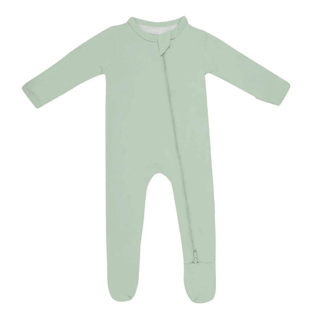 Zippered Footie Romper In Jet Stream - Zumbamboo