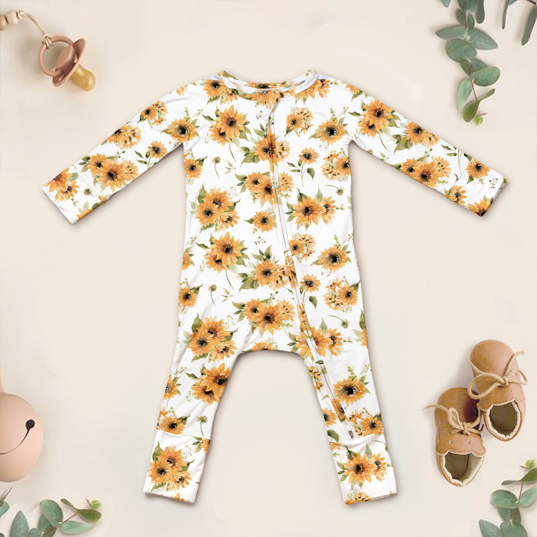 Savannah's Sunflowers Convertible Zippered Romper