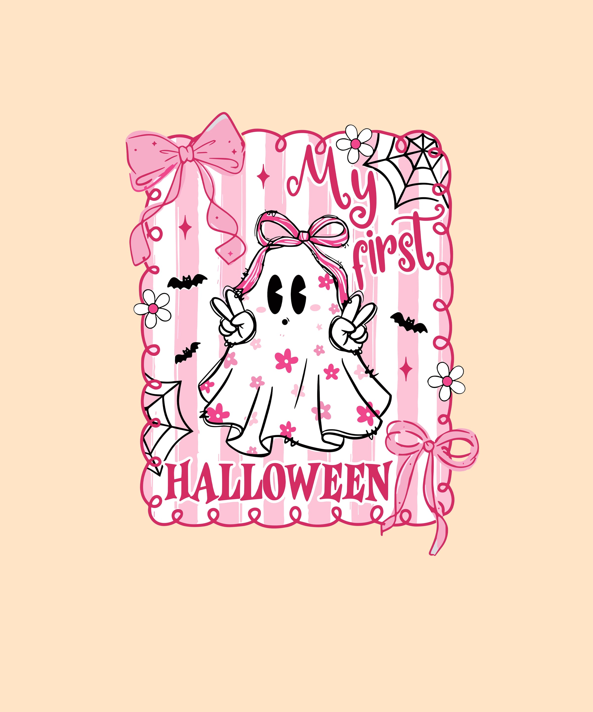 Personalized My First Halloween Pink Coquette Ghost Girl