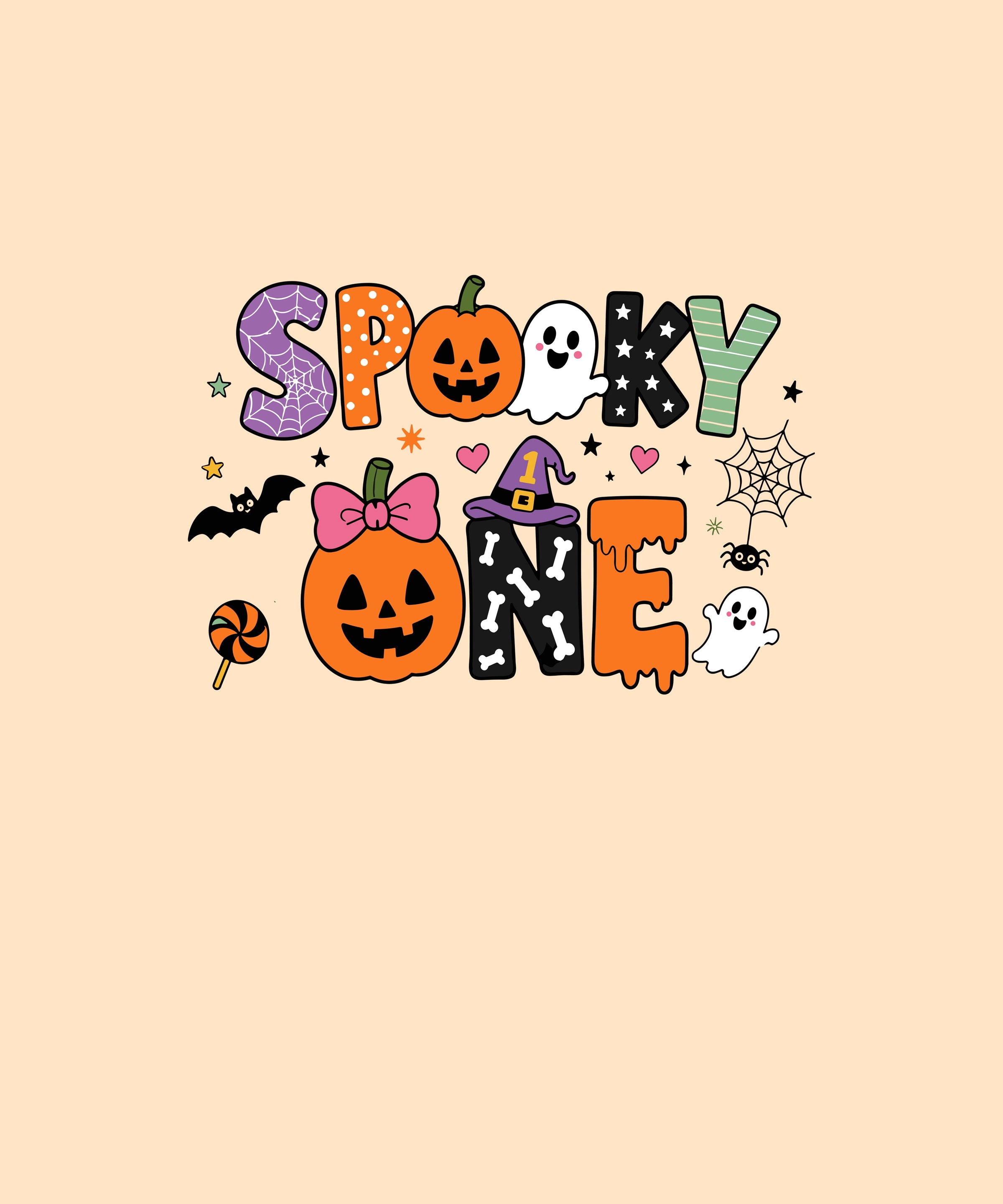 Personalized Name 1st Halloween Pumpkin Ghost Spooky One Birthday