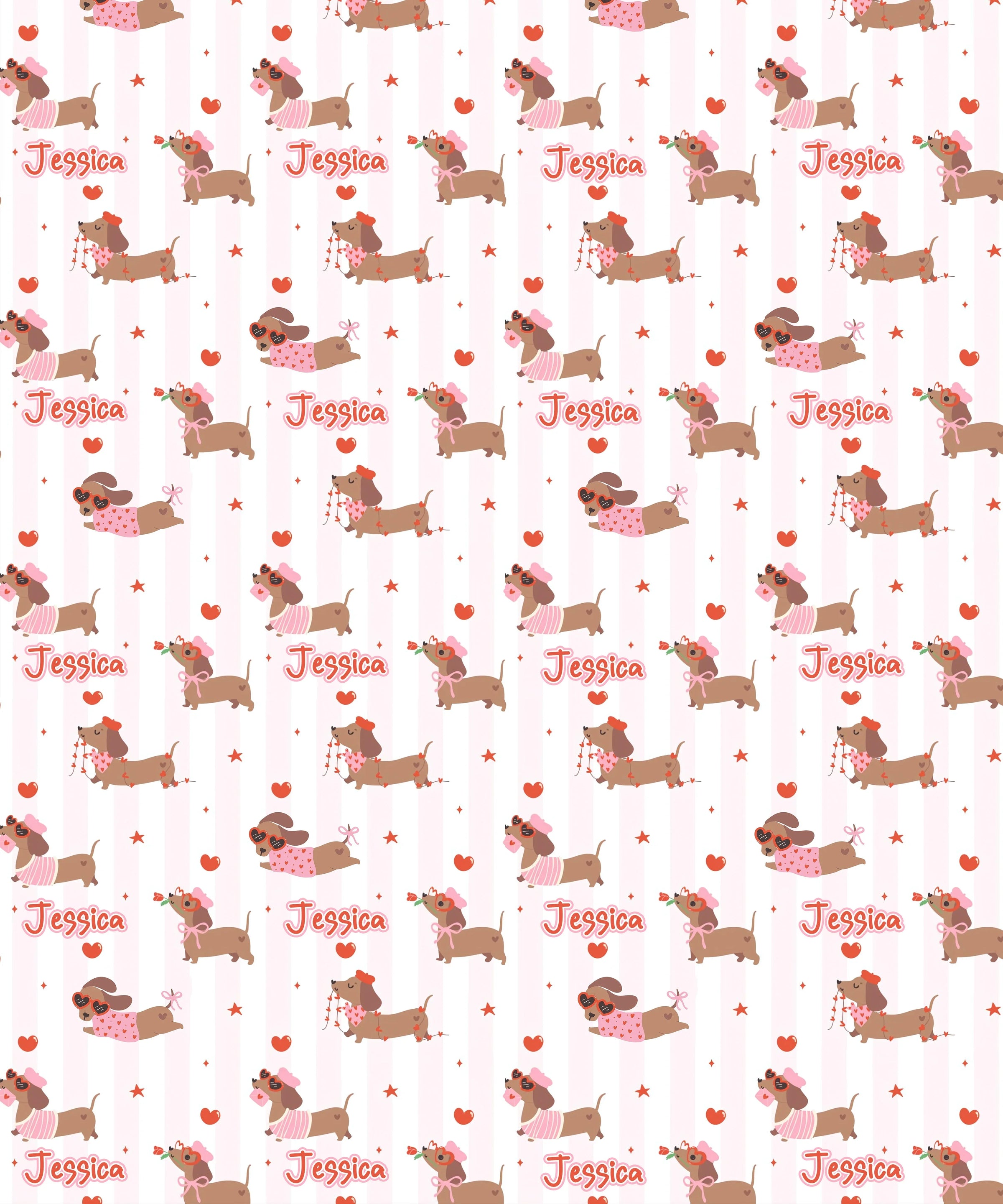 Custom Name Valentine Dachshund Family Matching