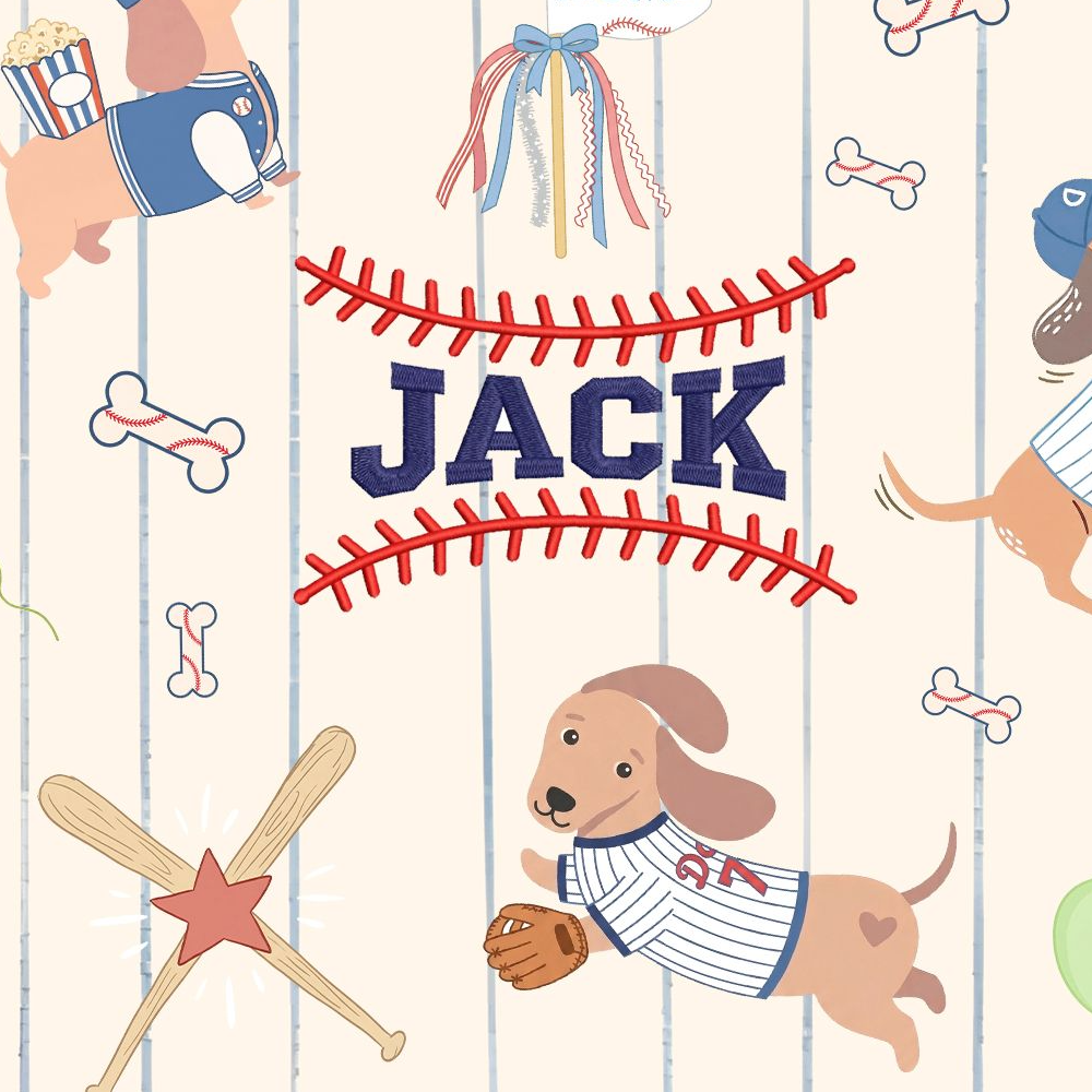 Personalized Embroidered Name Dachshund Baseball