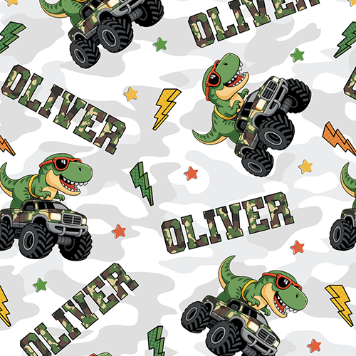 Custom Name Camo Trucker Dino