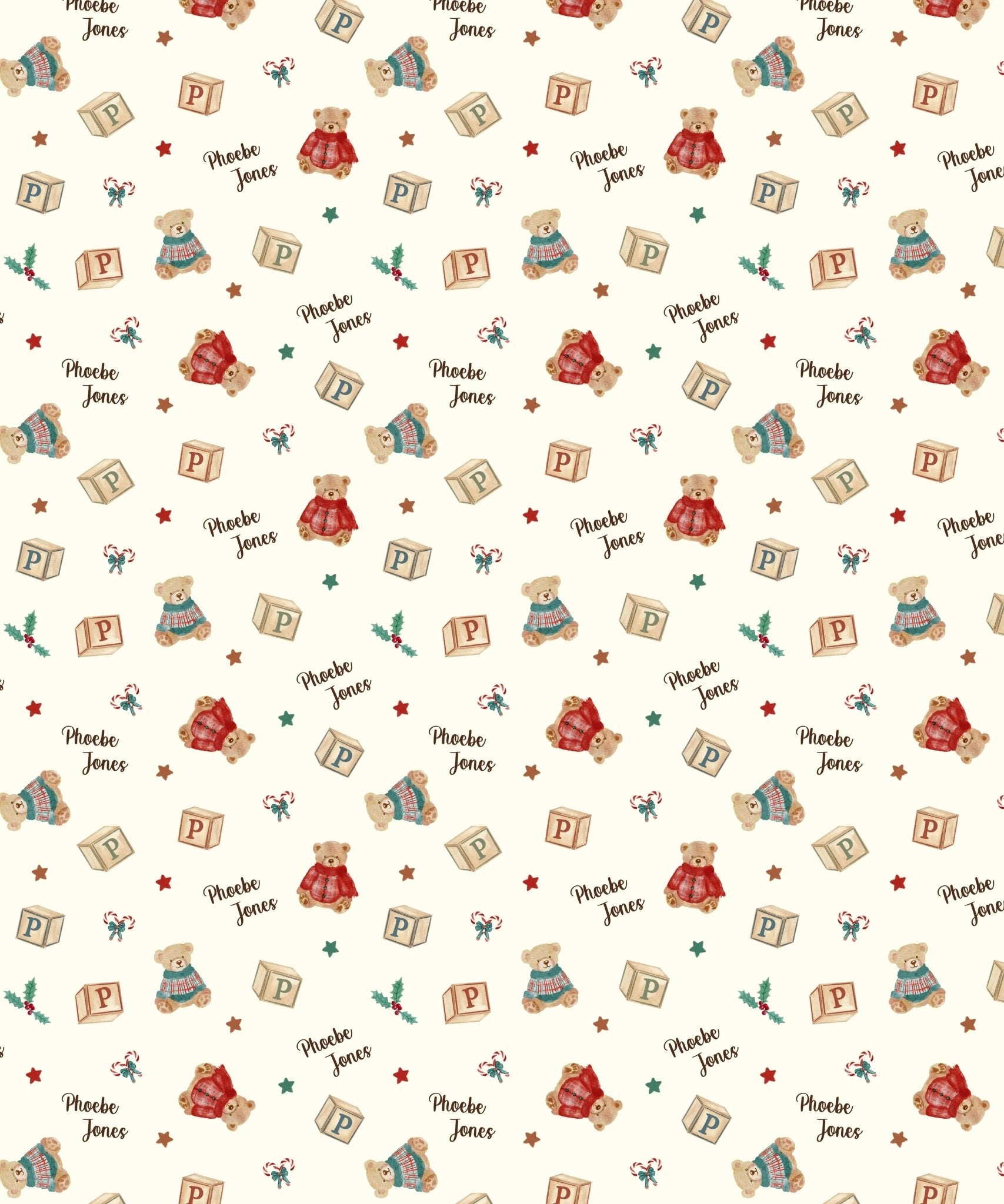 Custom Name Christmas Teddy Bear - Zumbamboo