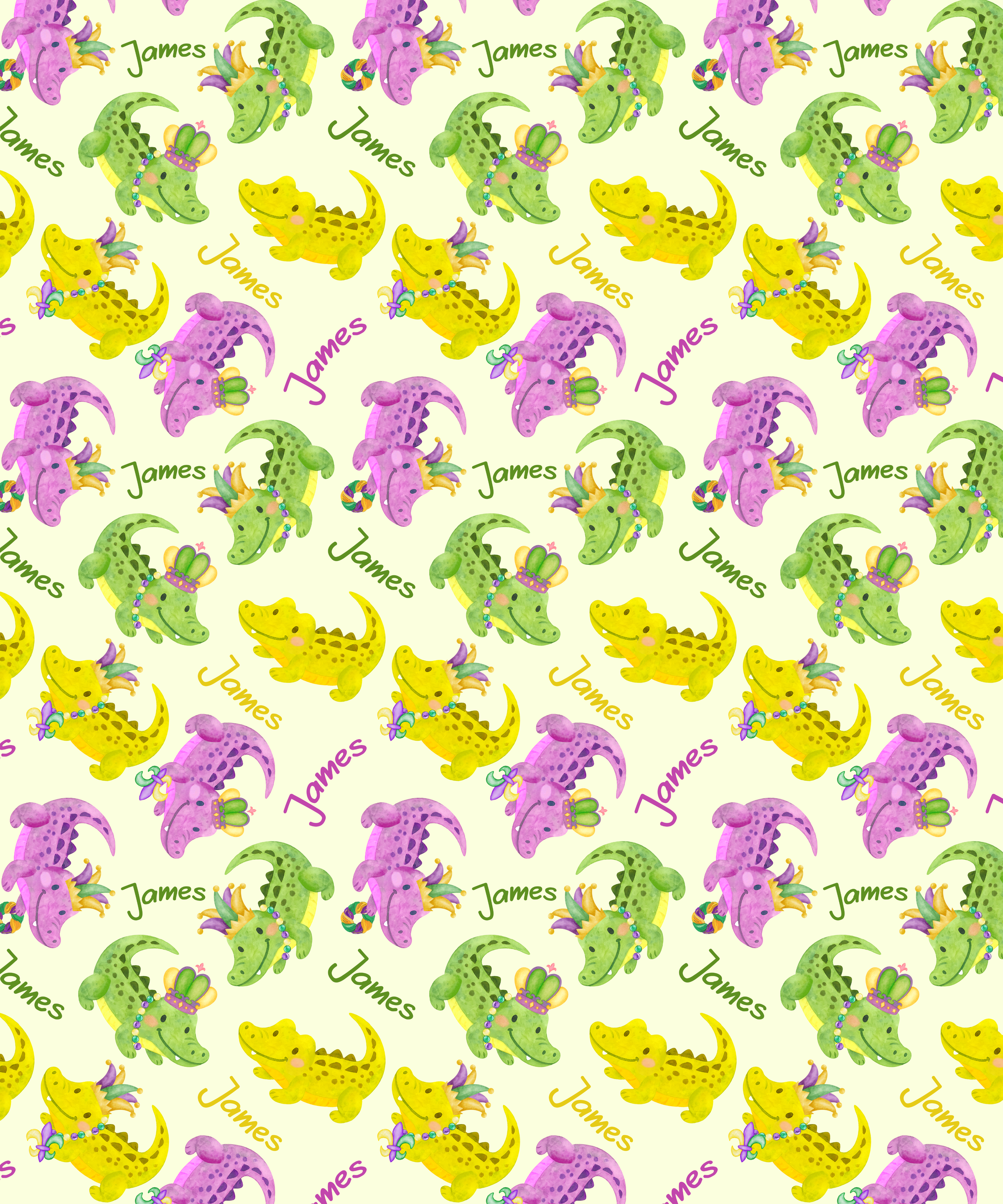 Custom Name Mardi Gras Alligator