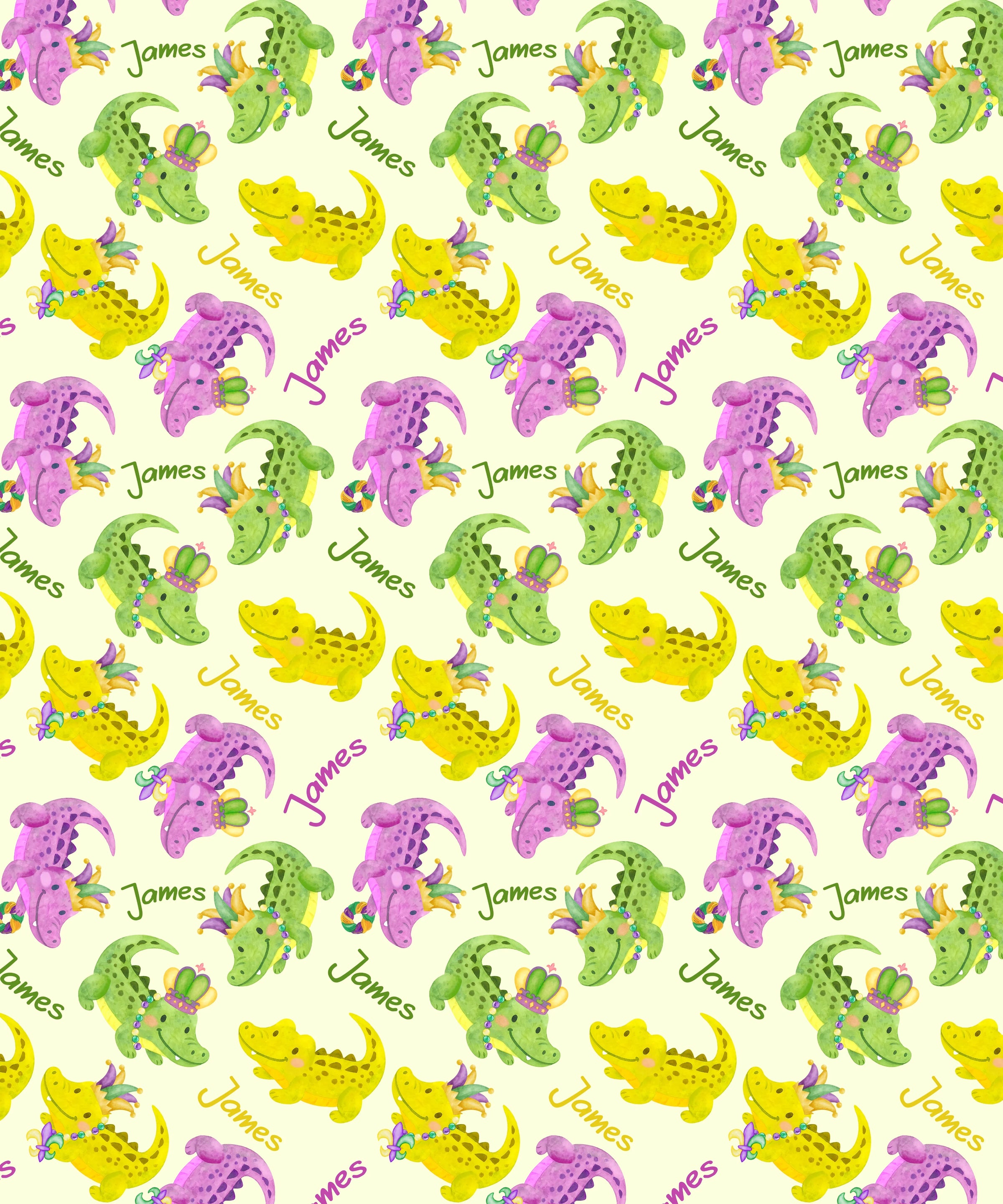 Custom Name Mardi Gras Alligator
