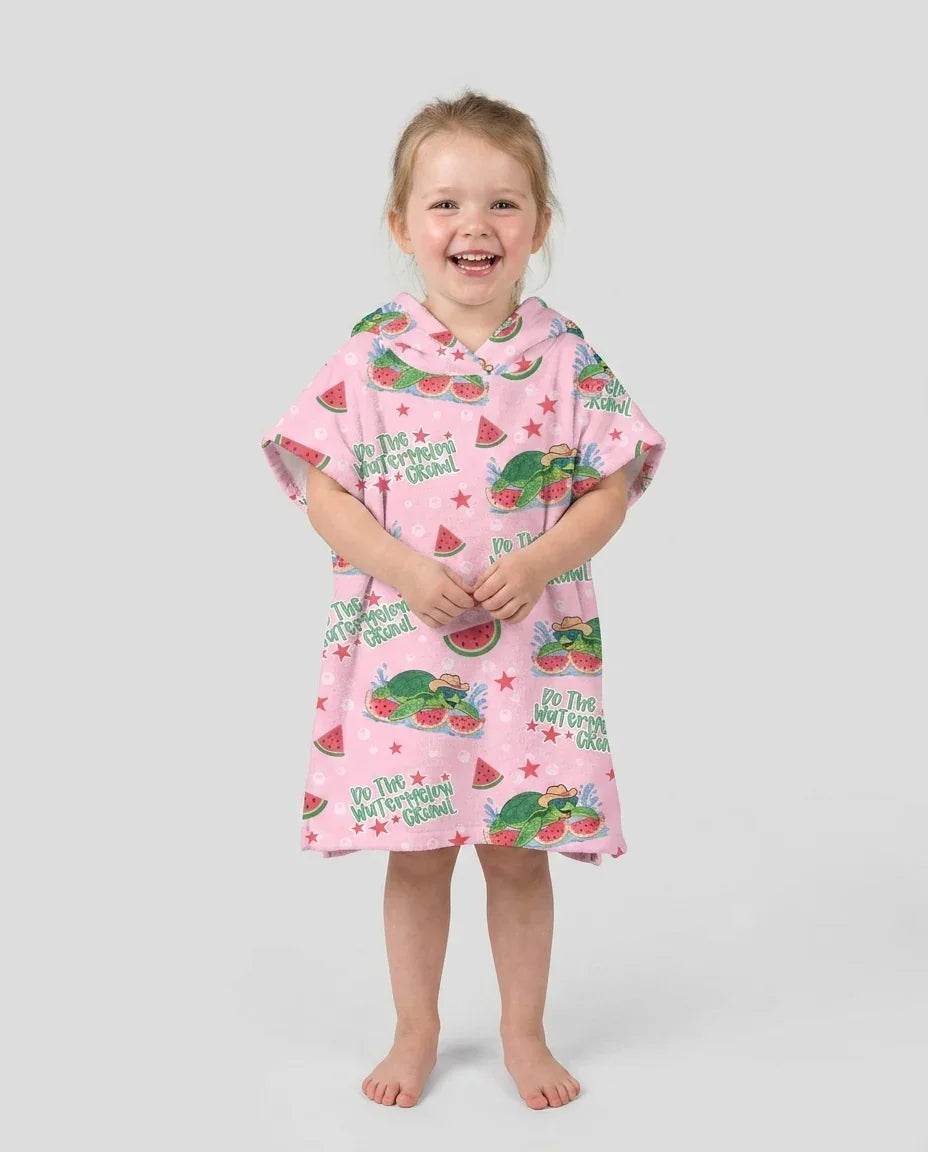 Wassermelonen-Schildkröten Familie passender Bambus-Bade-Poncho