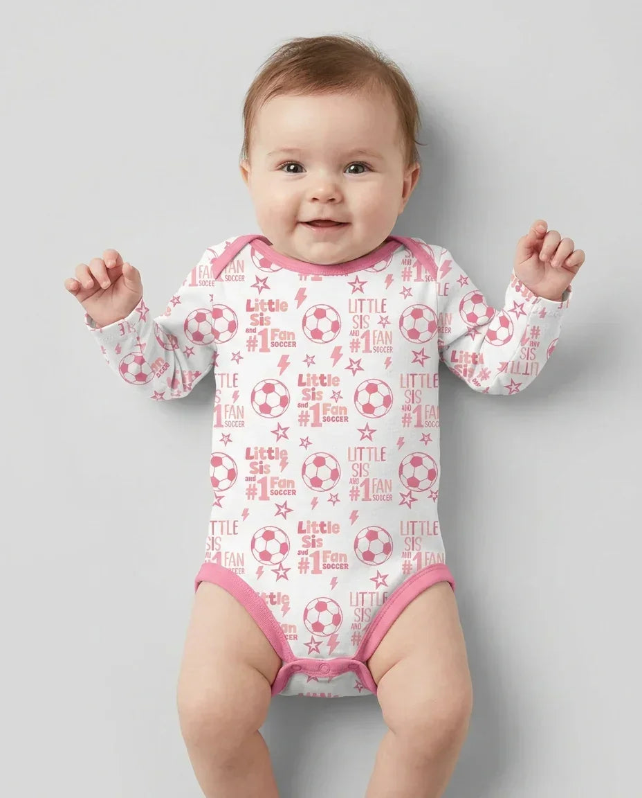 Little Sister and Bro #1 Fan Soccer Bamboo Bodysuit