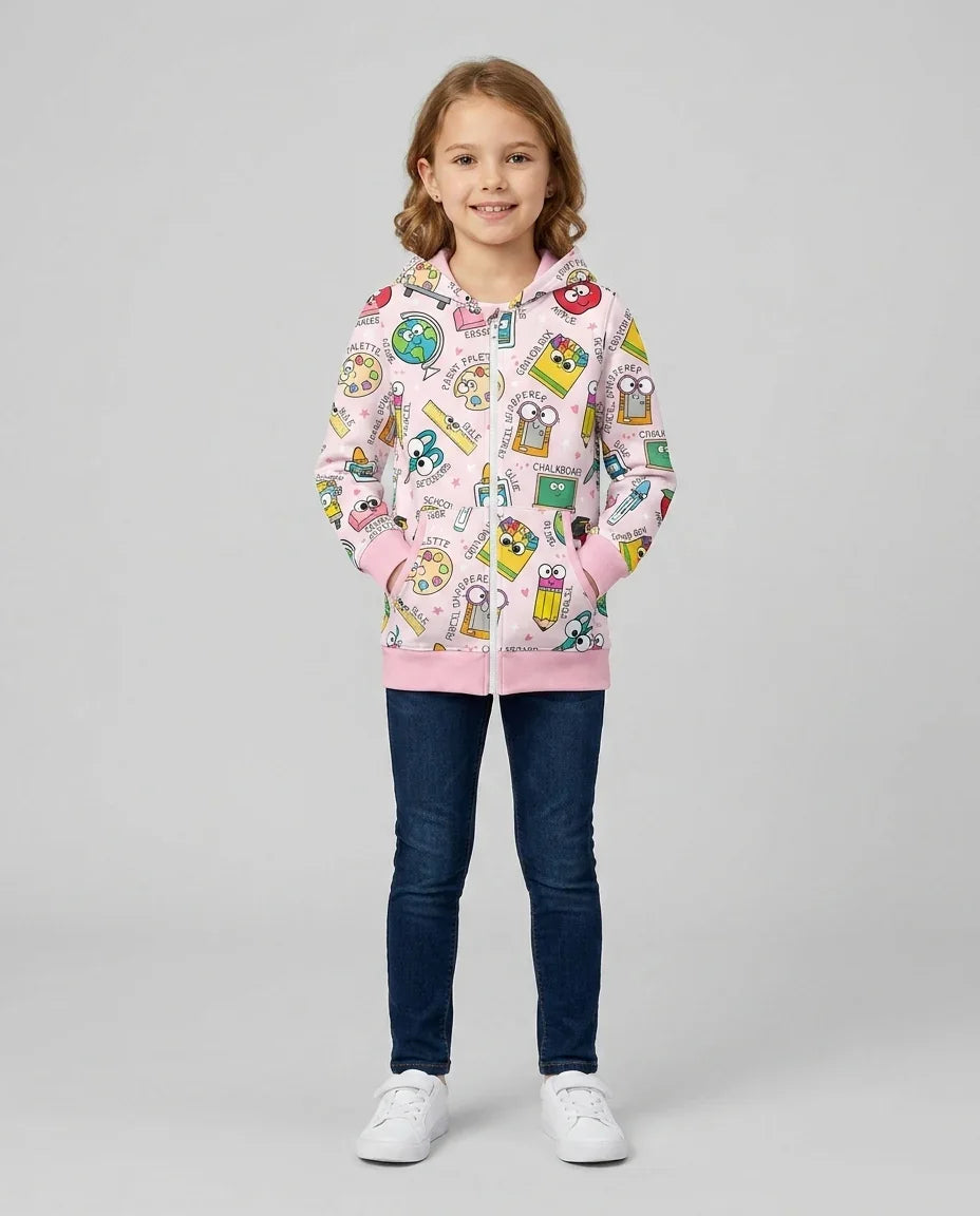 Kapuzenpullover aus Bambus mit hebräischem Alphabet und Reißverschluss