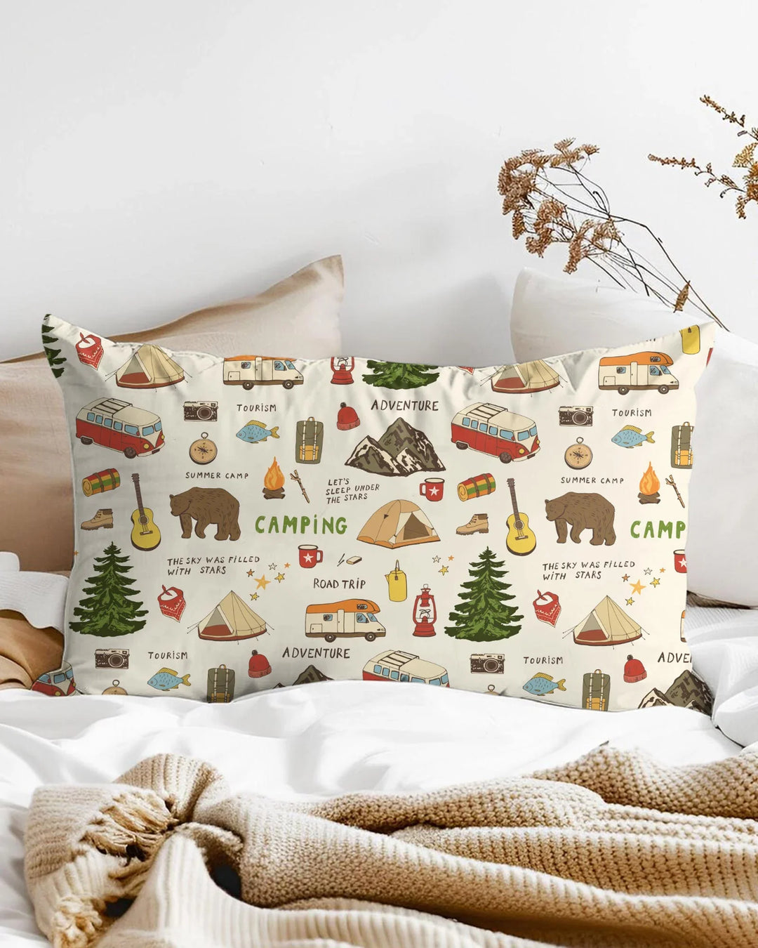 Outdoor Camping Adventure Family Matching Bamboo Pillow Case