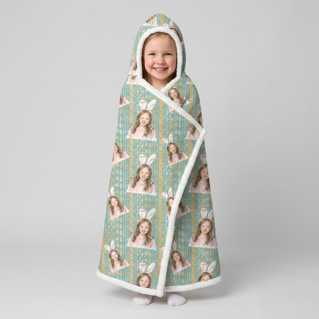 Colorful Kids Name Bamboo Blanket Hoodie