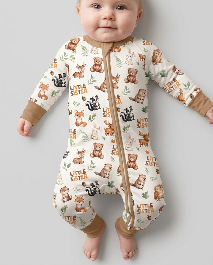Custom Quote Woodland Animal Matching Sibling Bamboo Convertible Zippy