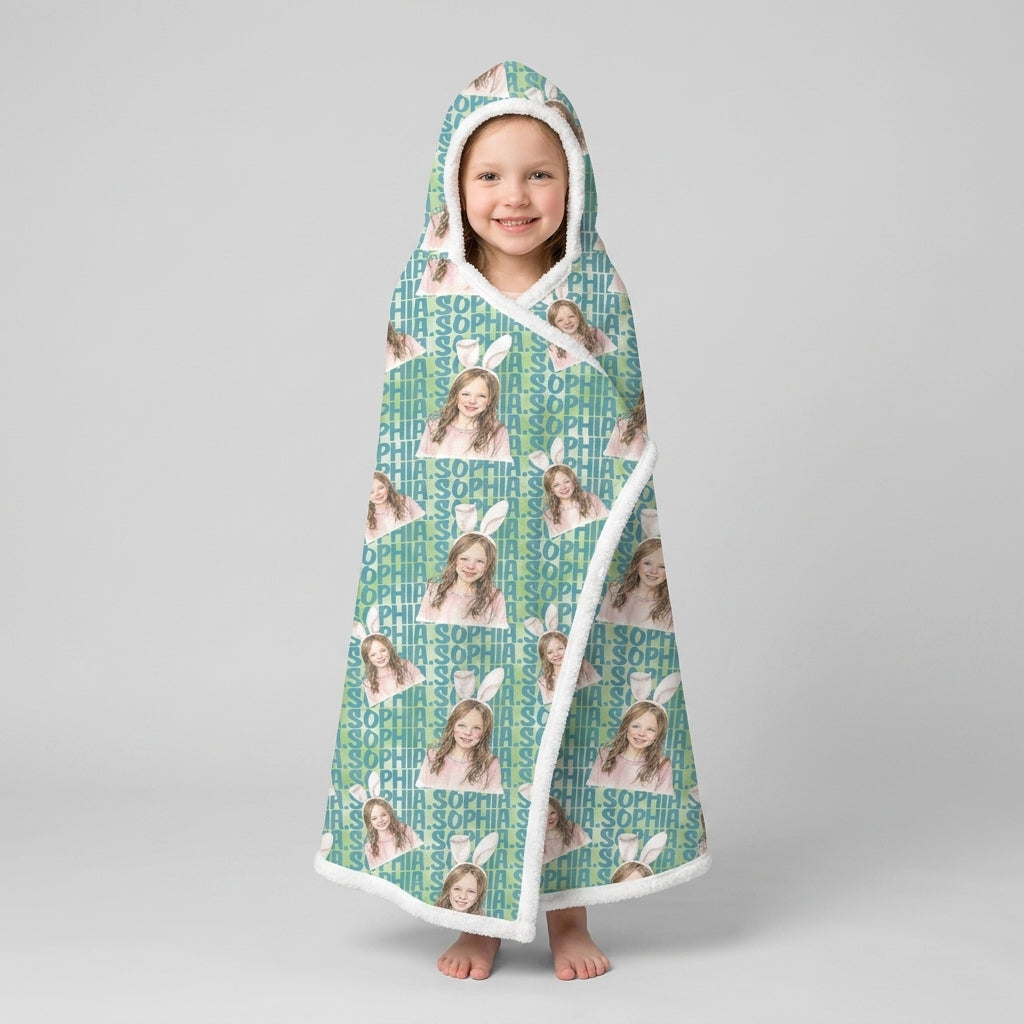 Colorful Kids Name Bamboo Blanket Hoodie