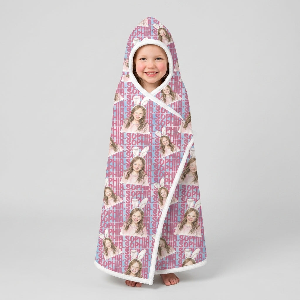 Colorful Kids Name Bamboo Blanket Hoodie