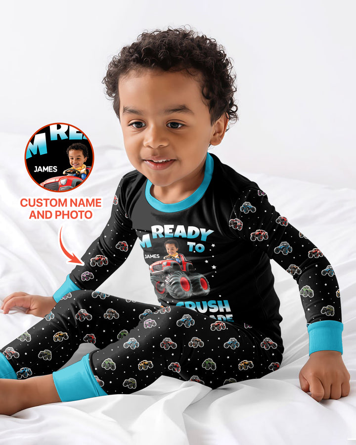 Monster Truck Bamboo Two Piece Long Sleeve Pajama Set
