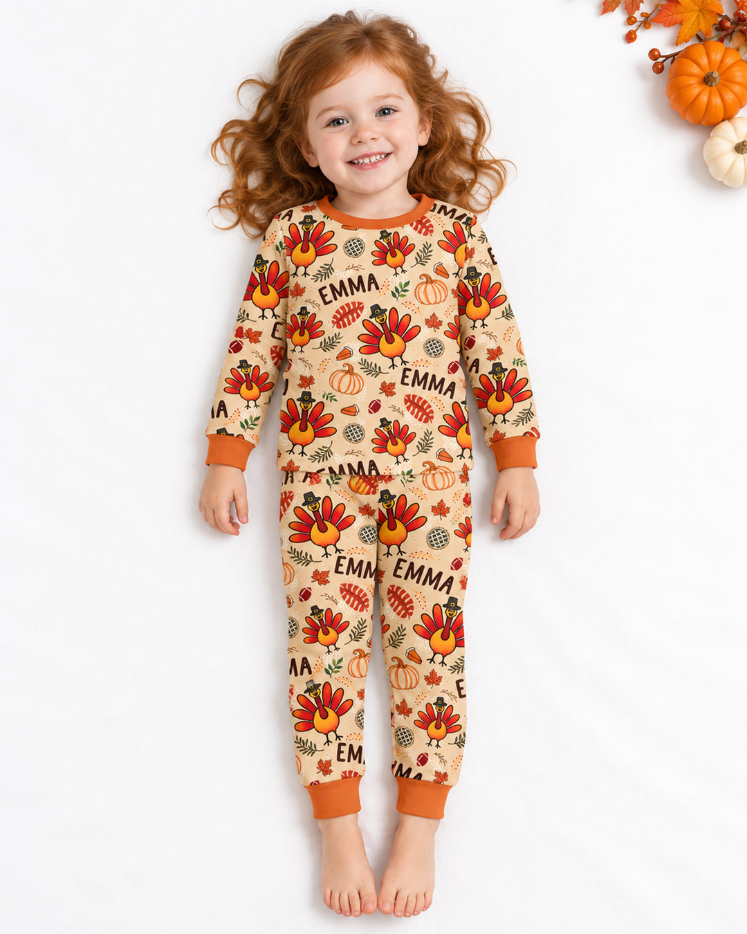 Thanksgiving Turkey Pattern Bamboo Two Piece Long Sleeve Pajama Set