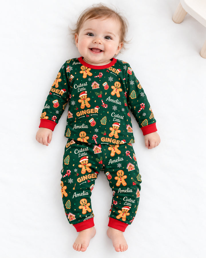 Custom Name Cutest Little Ginger Bamboo Two Piece Long Sleeve Pajama Set