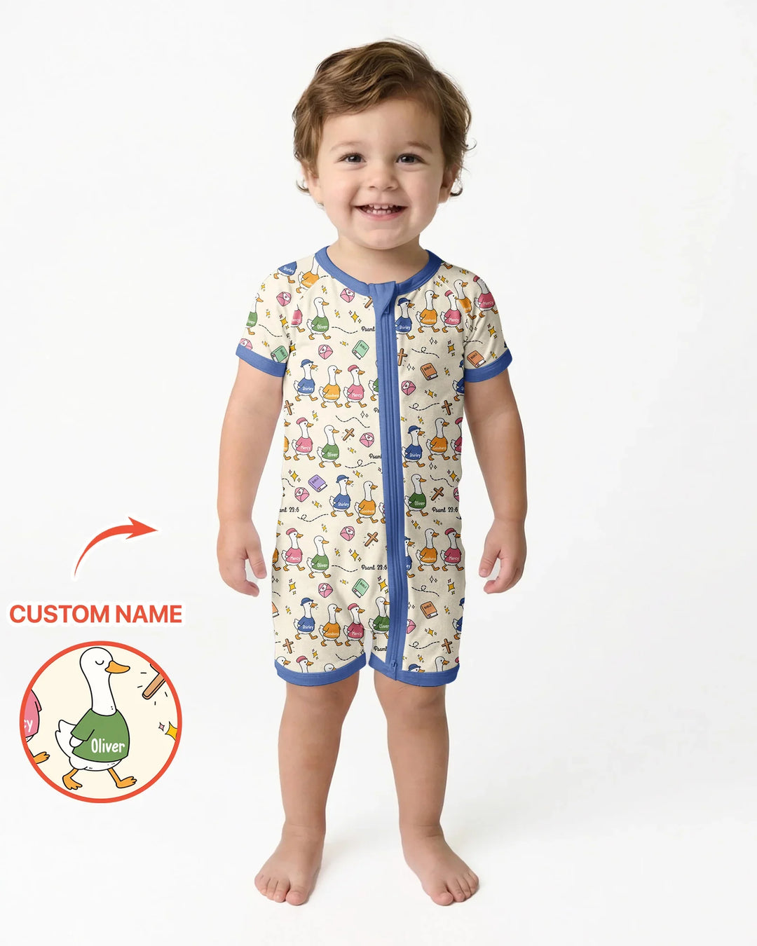 Plantilla PERSONALIZADA de Bambú Pijama Corto con Cremallera