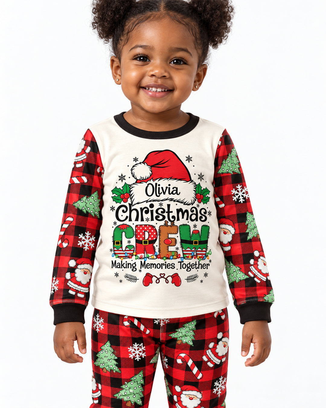 Custom Name Family Matching Christmas Crew Making Memories Together Bamboo Two Piece Long Sleeve Pajama Set