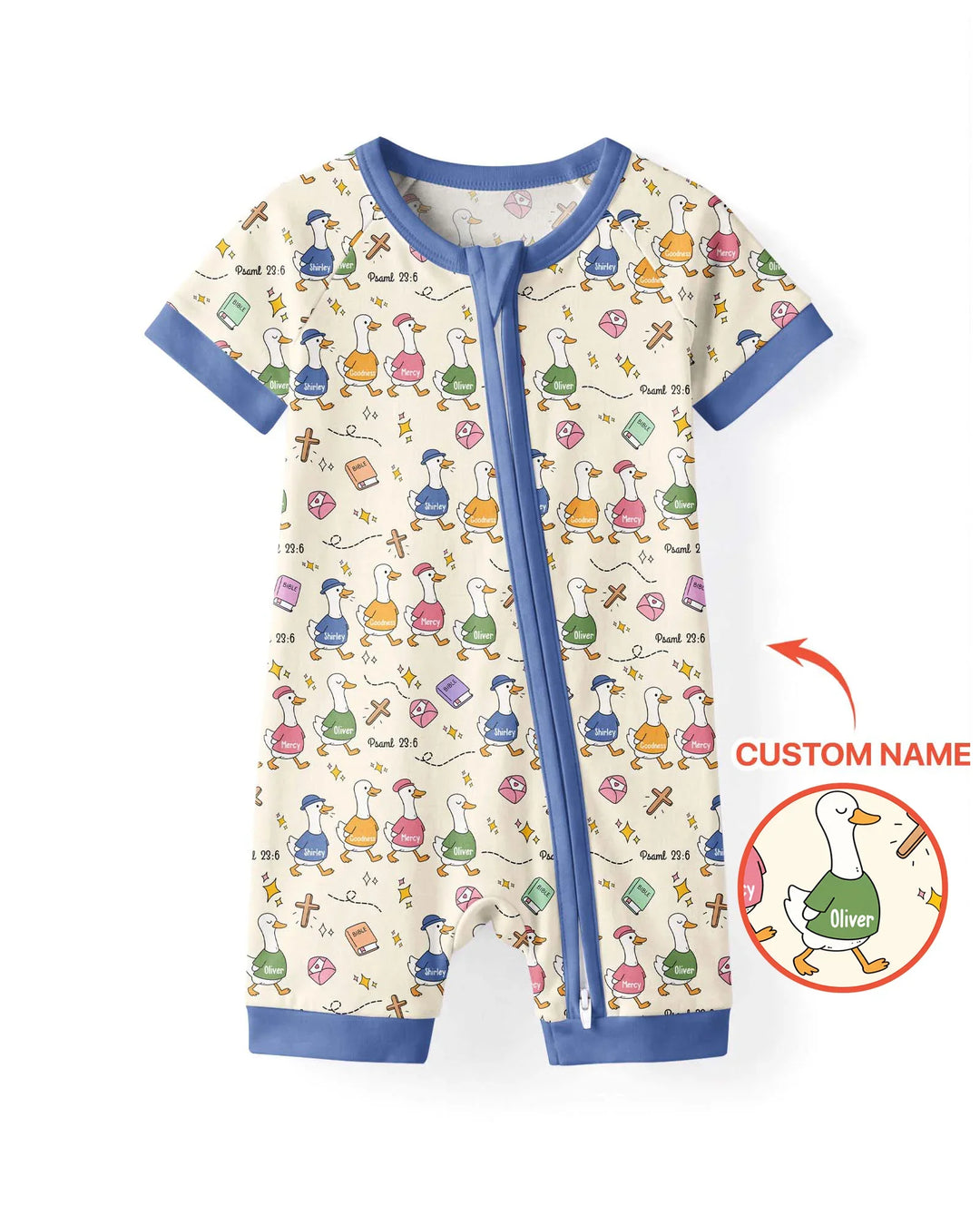 Plantilla PERSONALIZADA de Bambú Pijama Corto con Cremallera