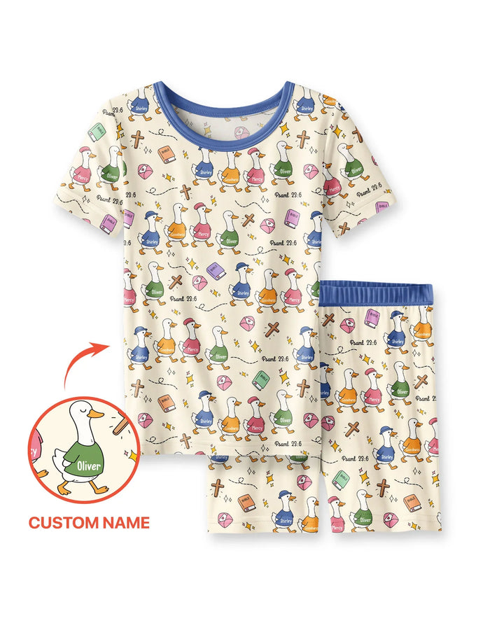 Psalm 23:6 Matching Family Bamboo Two Piece Short Sleeve Shorts Pajama Set