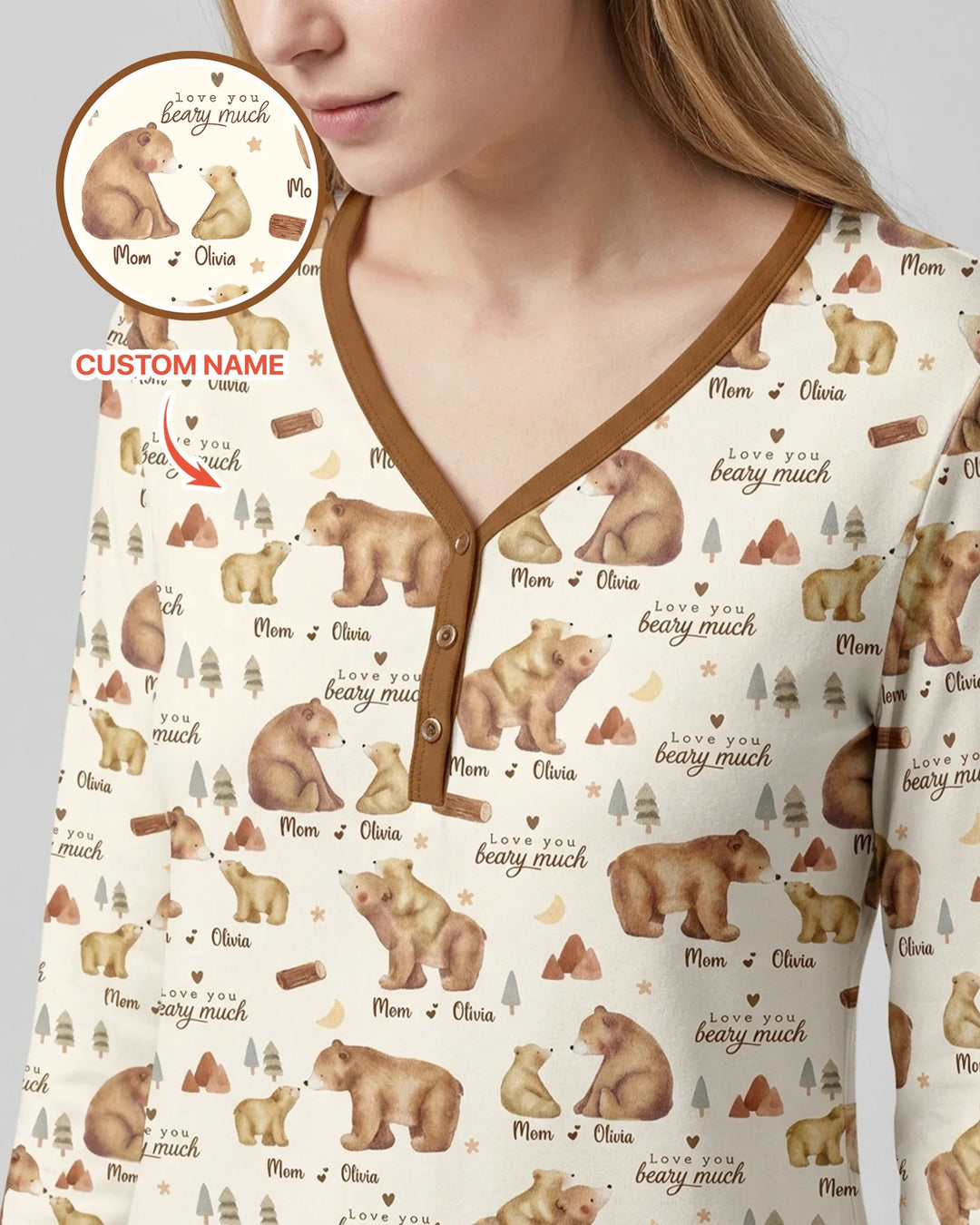 Love You Beary Much Mommy & Me Matching Bamboo Women Pajama Set