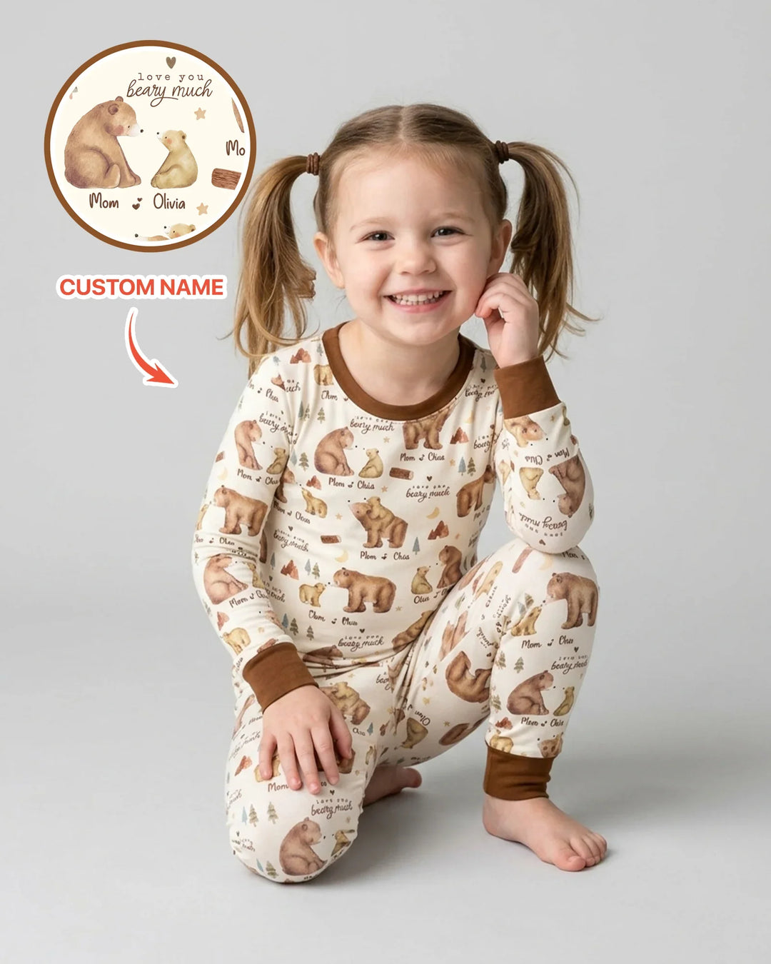 Love You Beary Much Mommy & Me Matching Bamboo Two Piece Long Sleeve Pajama Set