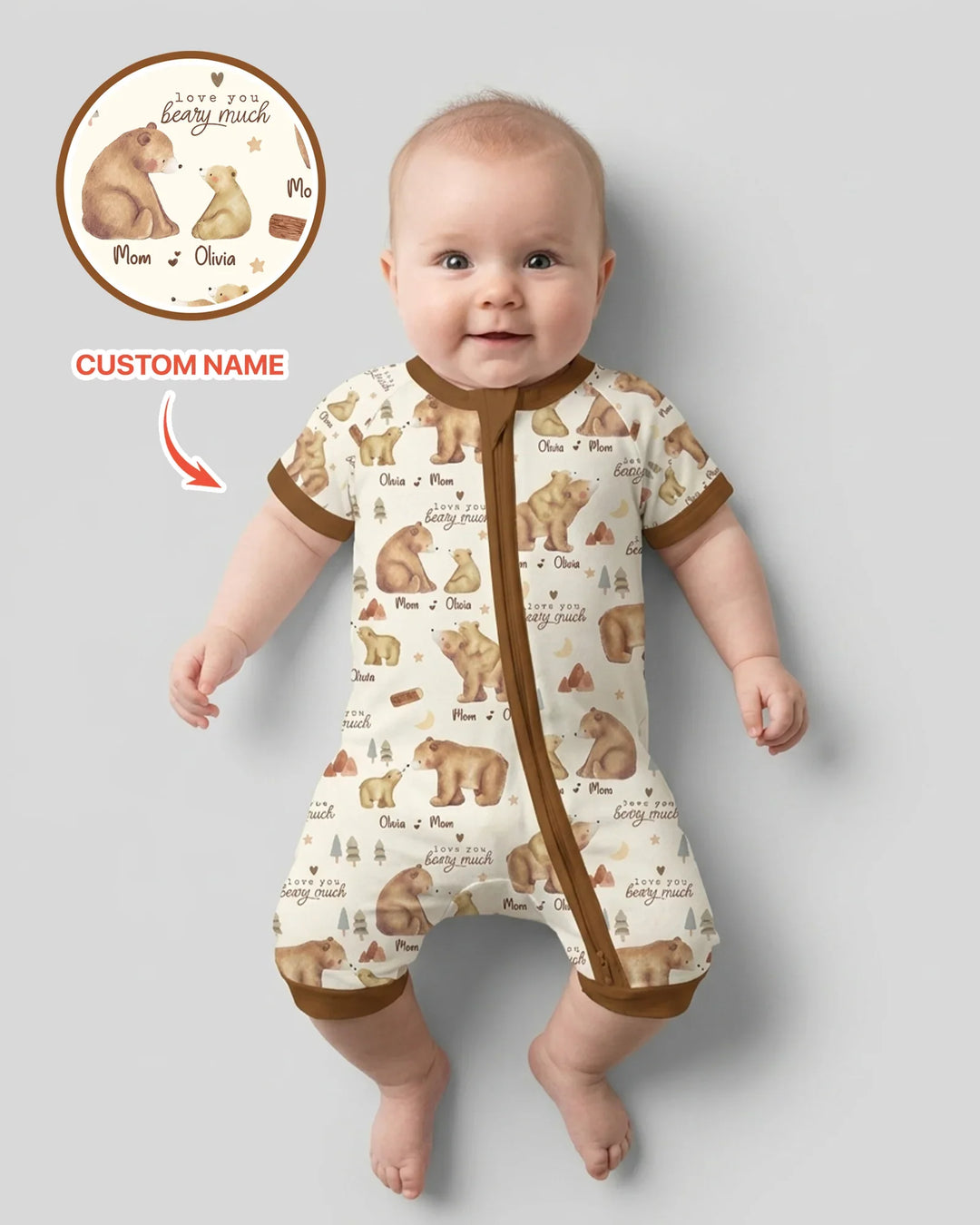 Love You Beary Much Mommy & Me Matching Bamboo Shorty Zippy