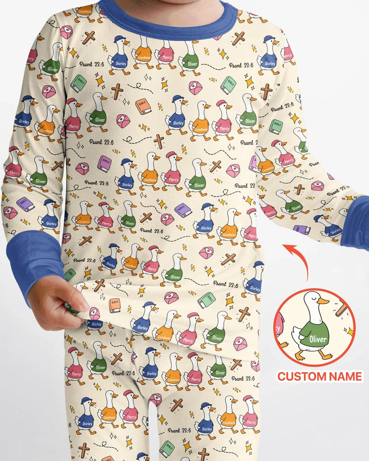 Psalm 23:6 Matching Family Bamboo Two Piece Long Sleeve Pajama Set