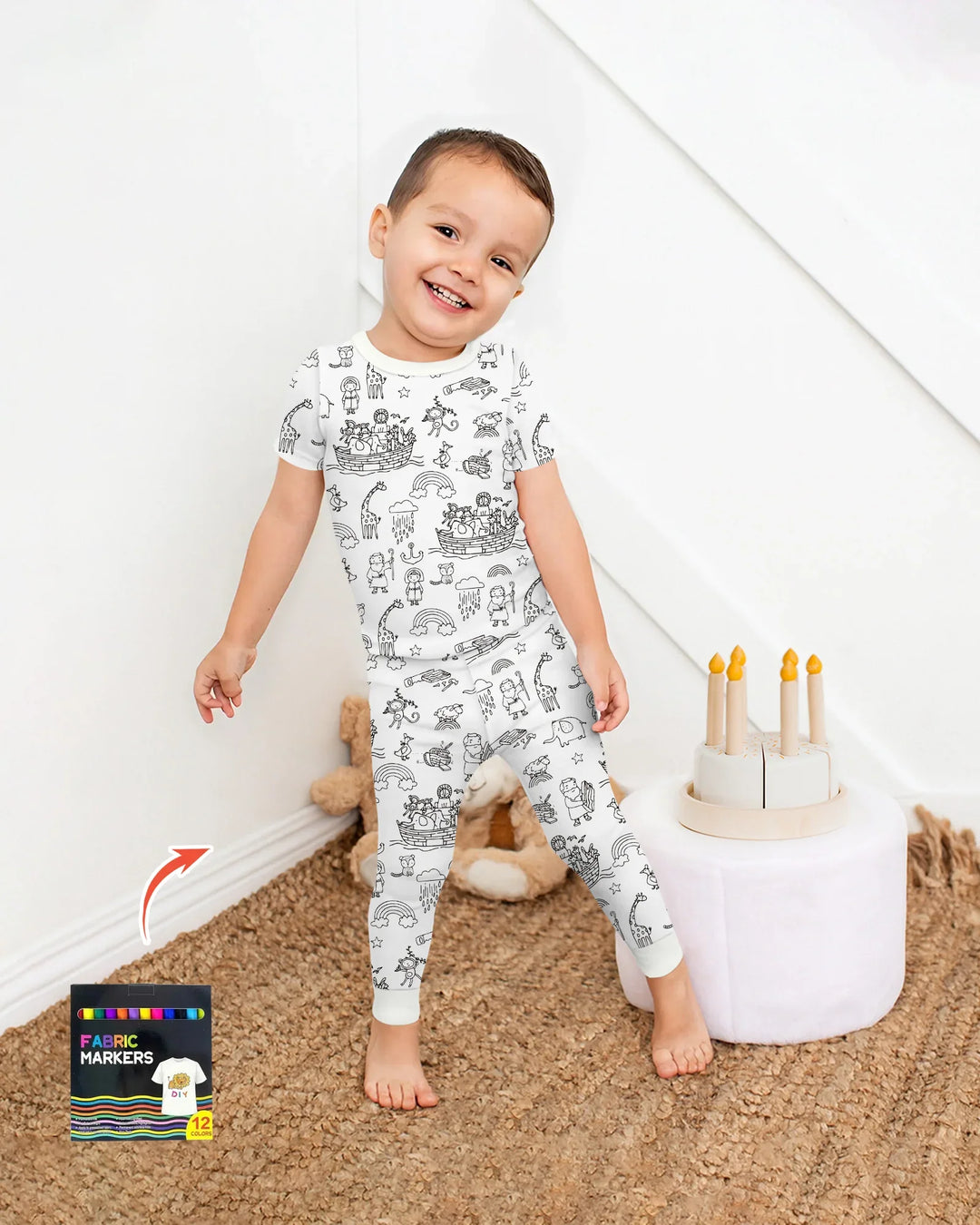 Zweiteiliges, kurzärmliges Pyjama-Set mit Marienkäfern