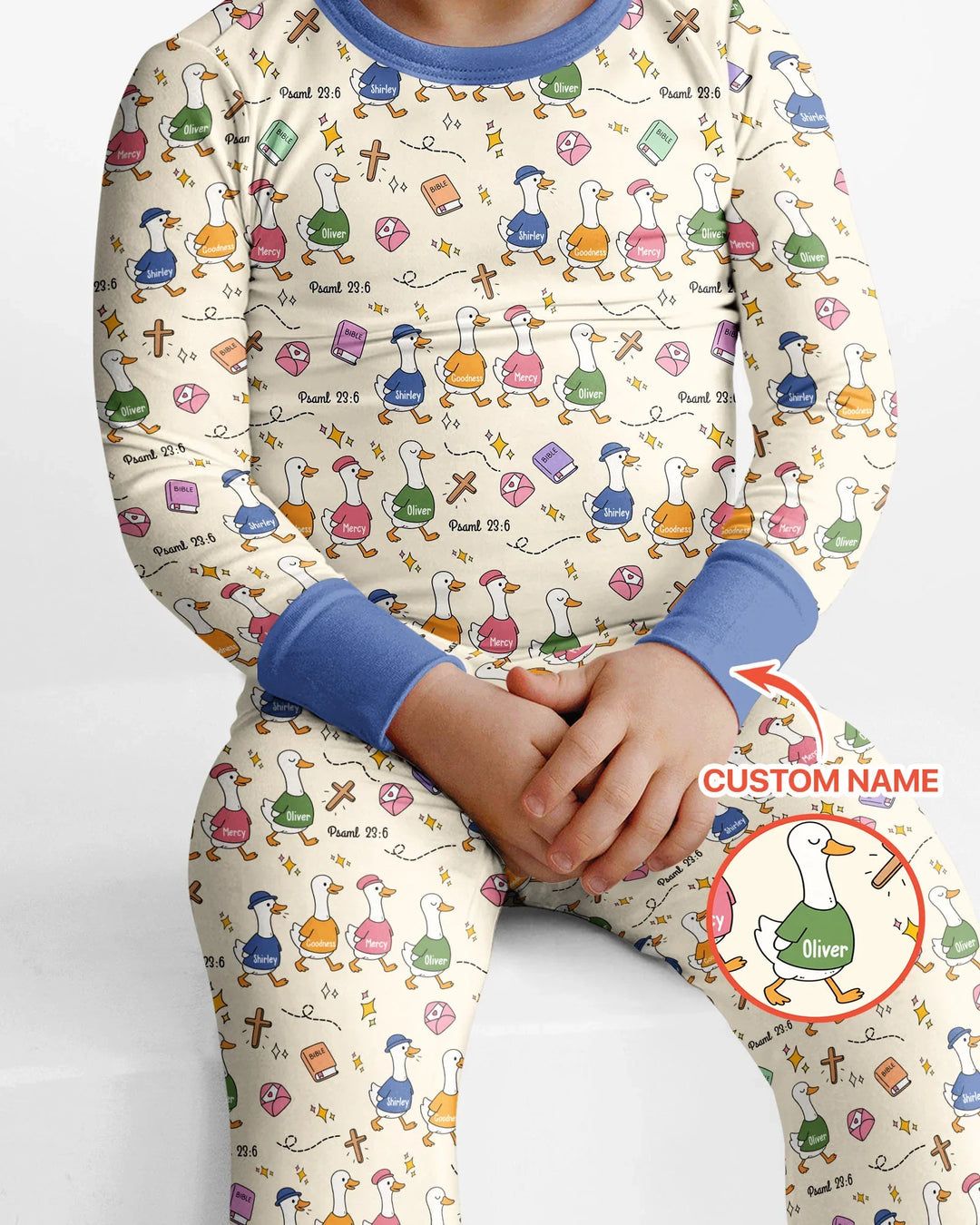 Psalm 23:6 Matching Family Bamboo Two Piece Long Sleeve Pajama Set