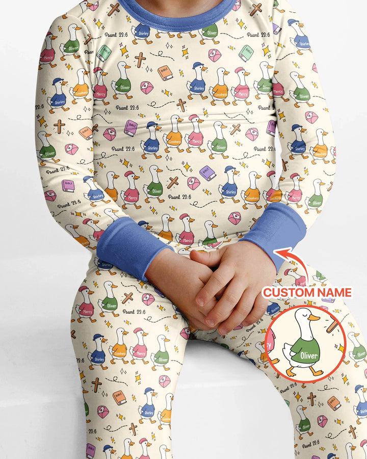 Psalm 23:6 Matching Family Bamboo Two Piece Long Sleeve Pajama Set