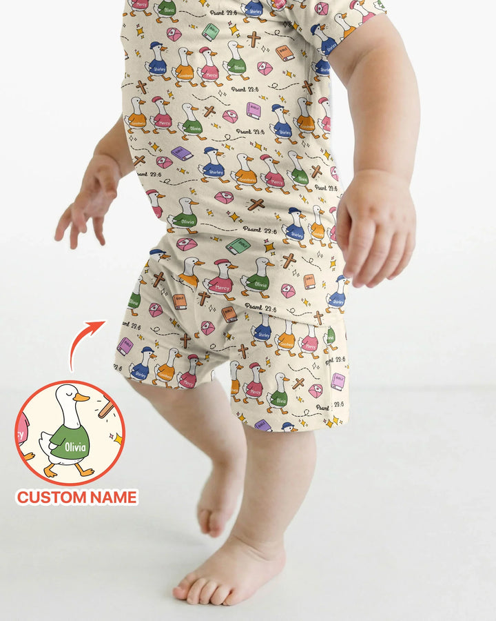 Psalm 23:6 Matching Family Bamboo Two Piece Short Sleeve Shorts Pajama Set