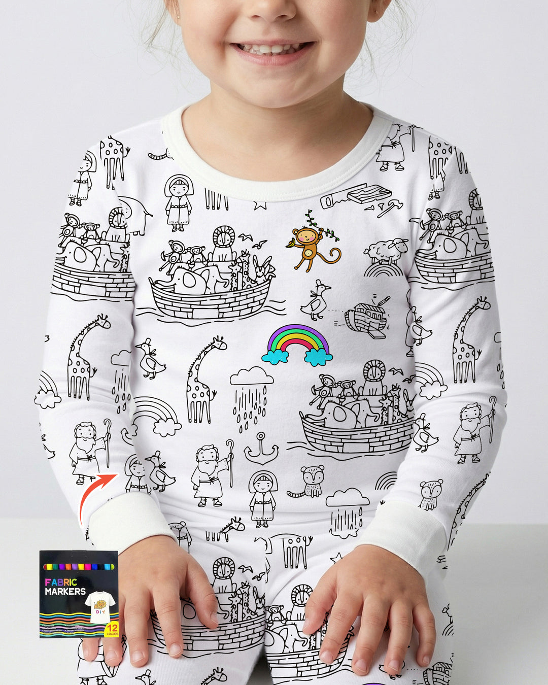 Zweiteiliges Langarm-Pyjama-Set mit Sommerfrüchten