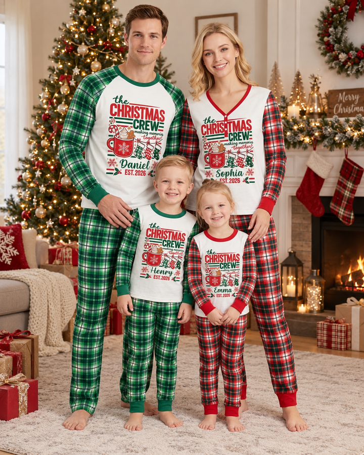 The Christmas Crew Custom Name Bamboo Women Pajama Set