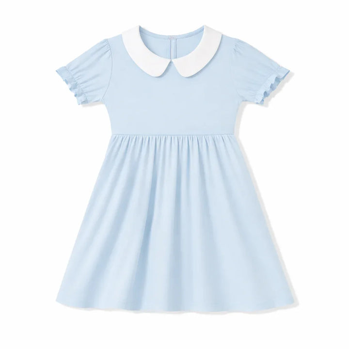 Einfarbiges Bambus-Kleid mit Peter-Pan-Kragen