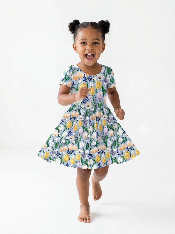 Lively Tulip Garden Floral Bamboo Twirl Dress