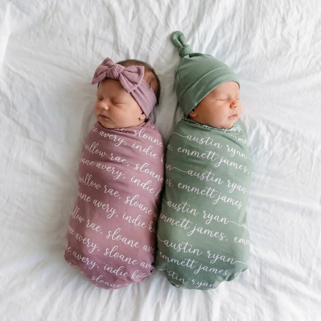 Personalisierte Babydecke aus Bambusmusselin mit Namen – Block & Schreibschrift
