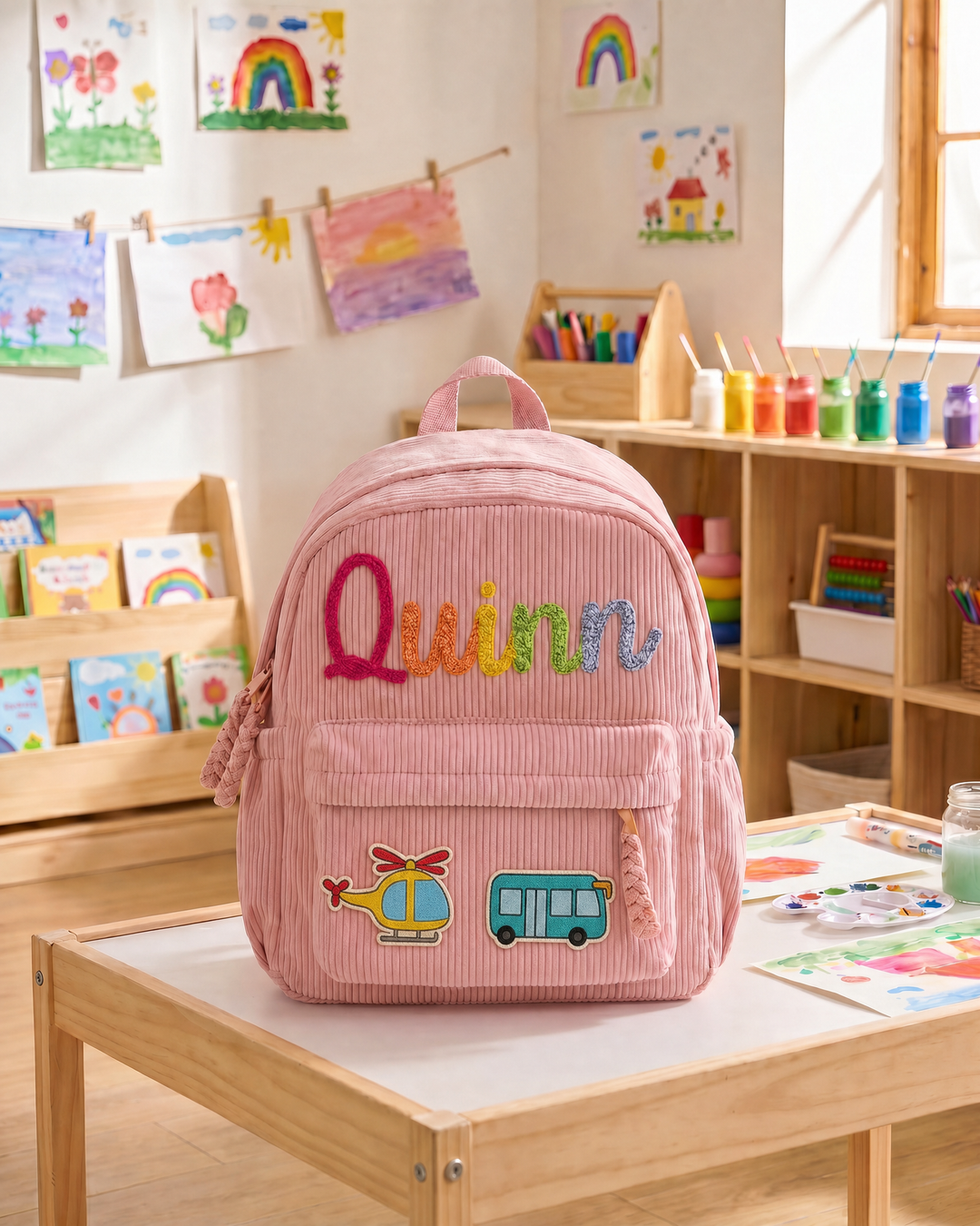 Custom Name & Vehicle Corduroy Backpack