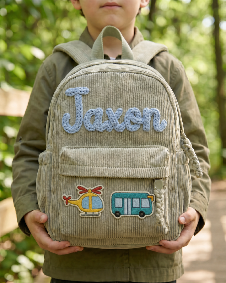 Custom Name & Vehicle Corduroy Backpack
