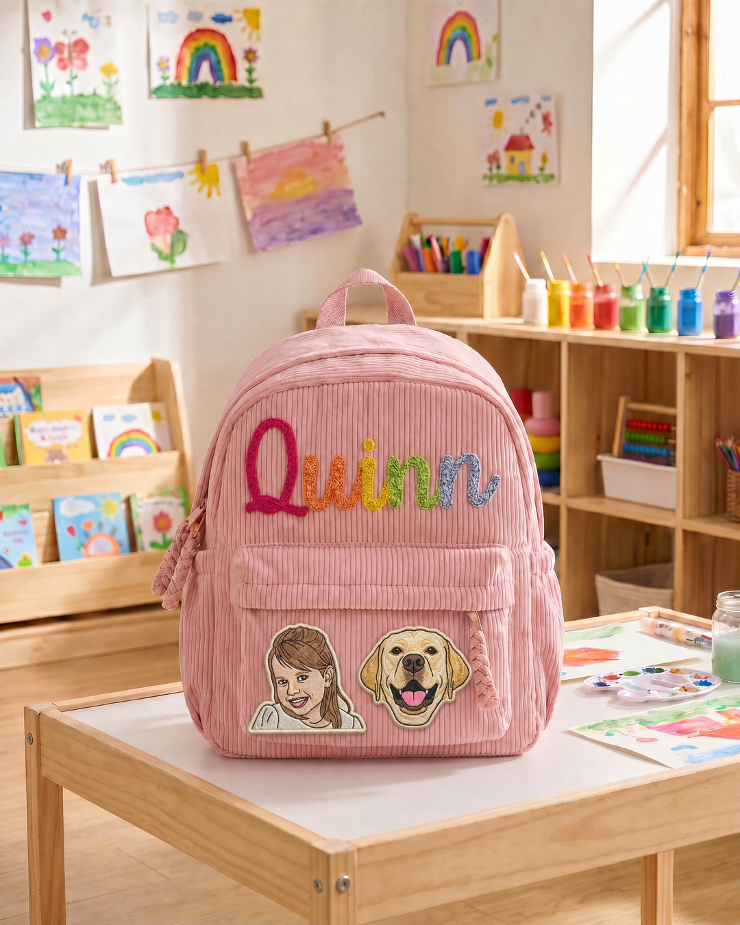 Custom Photo Corduroy Backpack