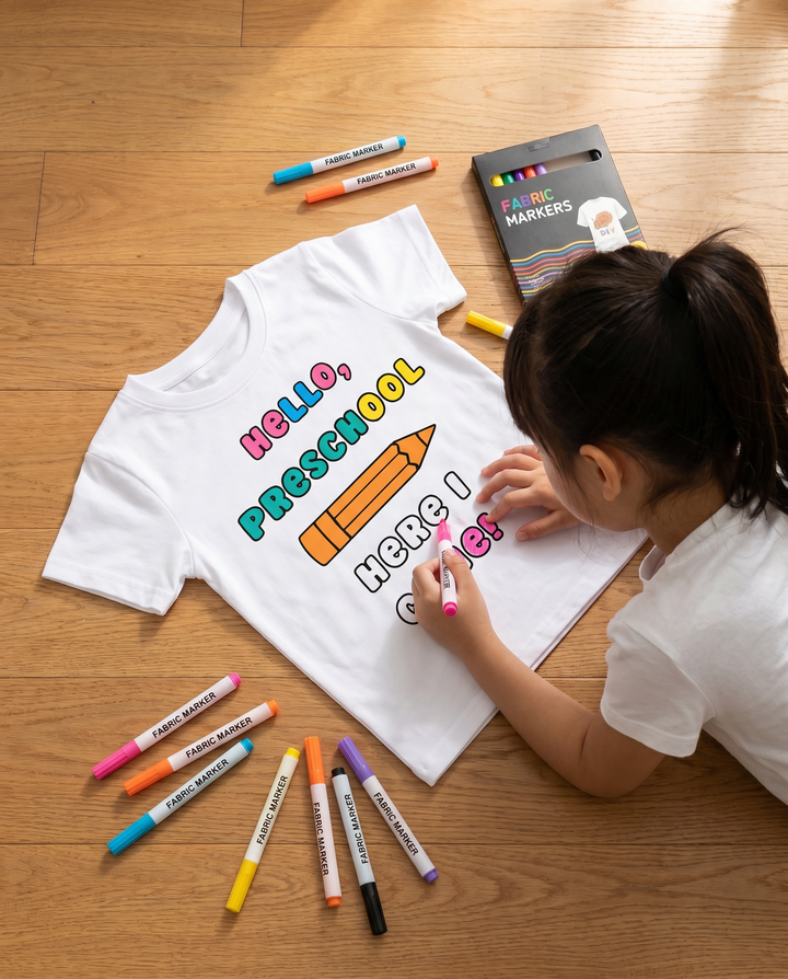 Colorable Hello, Preschool Here I Come! Bamboo Crewneck T-Shirt