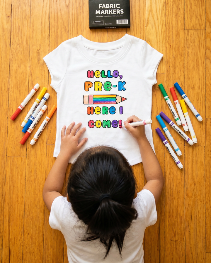 Colorable Hello, Pre-K Here I Come! Bamboo Crewneck T-Shirt