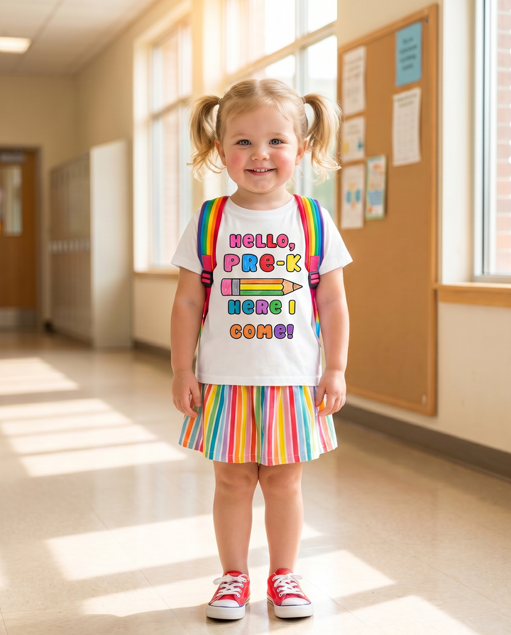 Colorable Hello, Pre-K Here I Come! Bamboo Crewneck T-Shirt
