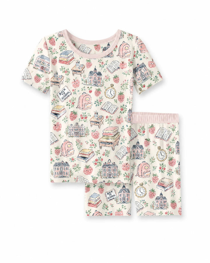 Conjunto de Pijama de Dos Piezas de Bambú con Mangas Cortas y Pantalones Cortos