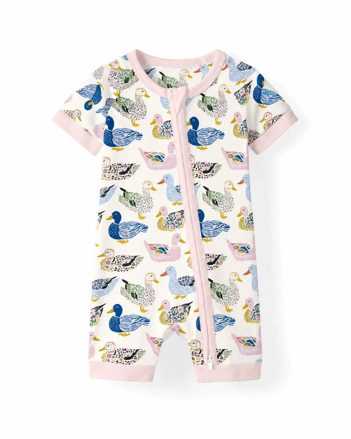Whimsical Garden Ducks Bamboo Shorty Zippy