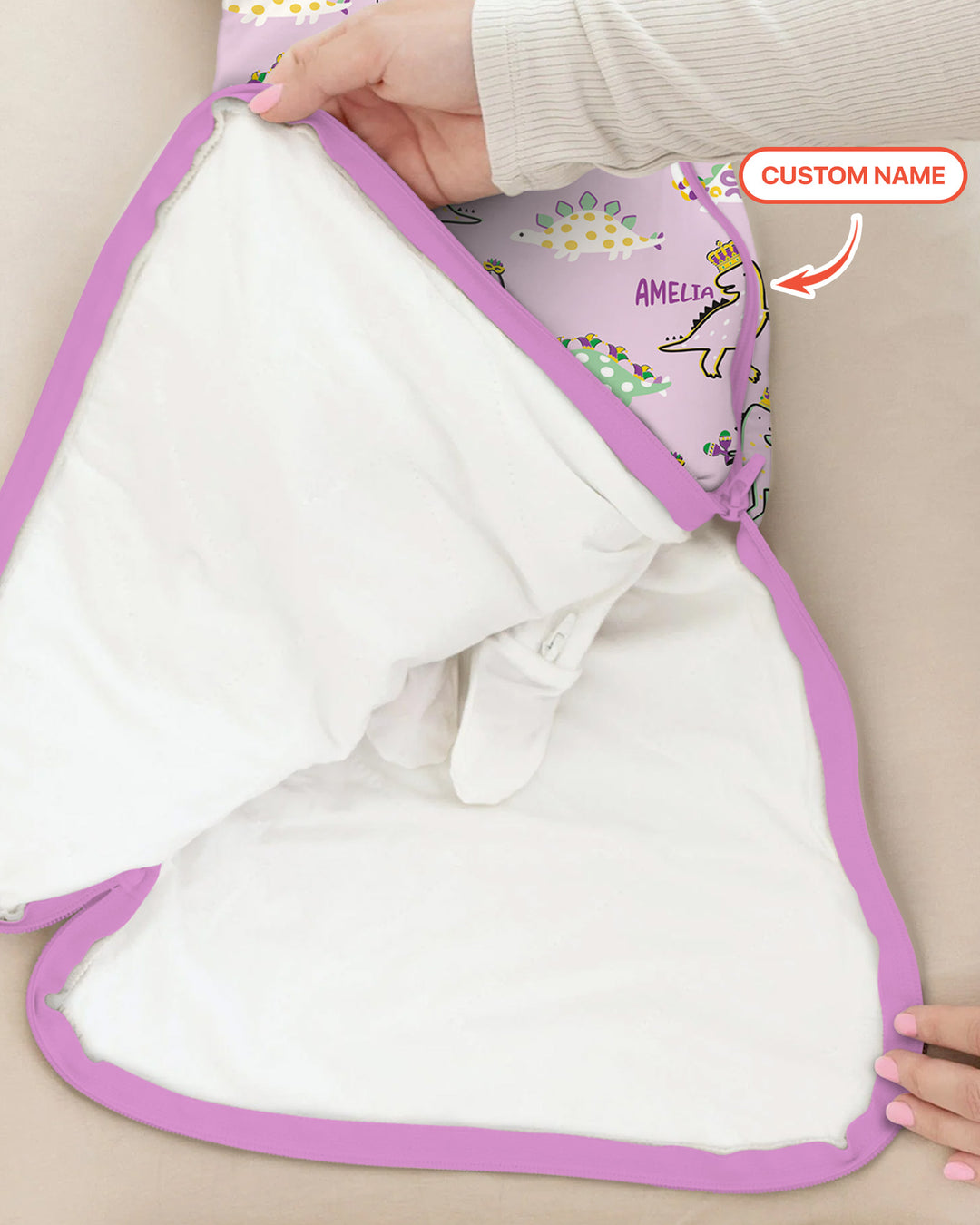 Custom Name Mardi Gras Saurus Sleep Bag